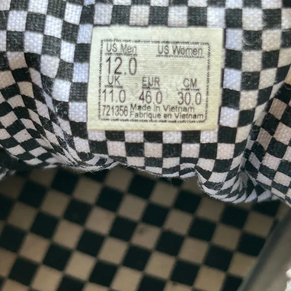 Vans Old Skool All Over Checkerboard Black White Mens 12 Low Top Sneakers